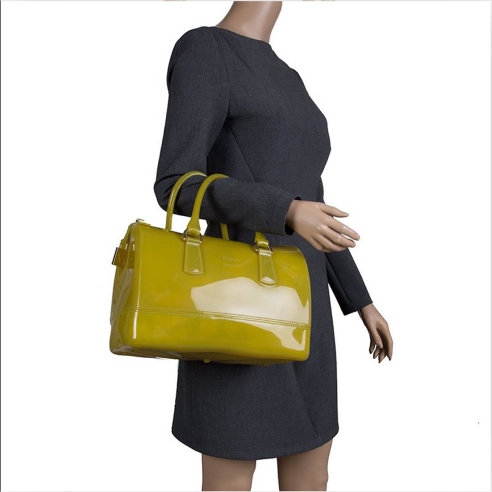 FURLA Citron Yellow Green Jelly Candy Large Satchel Bag - Picture 7 of 14